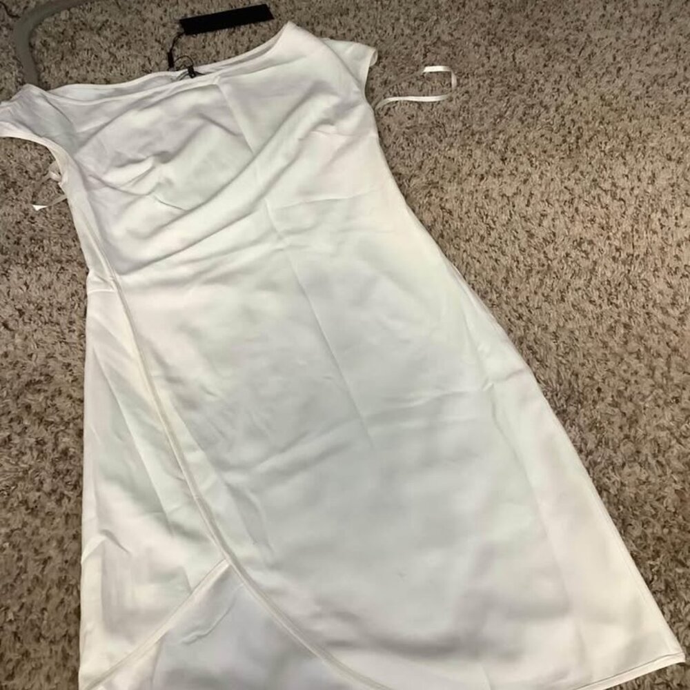 NWT Vinatge Halston Heritage Crepe Dress in Eggshell Ivory size XS